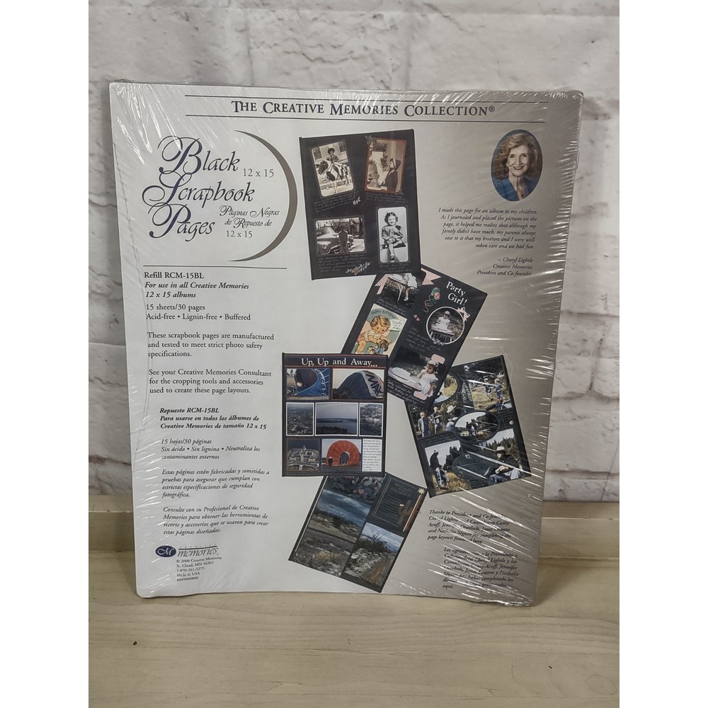 Creative Memories 12x15 Pages Black Sealed Package 15 Sheets = 30 Pages Vtg 2000